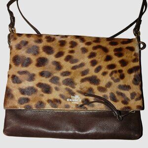 Vintage Coach New York Leopard Calf hair Crossbody Bag Genuine Leather READ